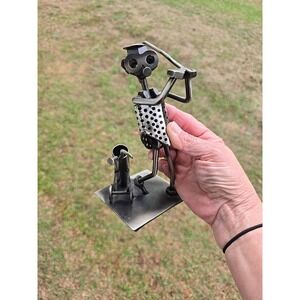 Hinz & Kunst Metal Nut & Bolts Golfer with Golf Bag Sculpture 7"
